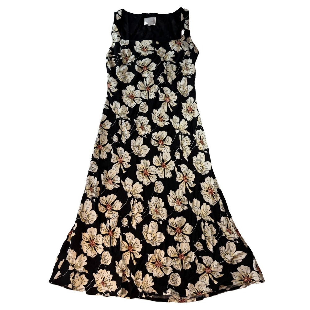 Reformation Floral Maxi Dress Women's M Black Ivory Square Neck Made USA